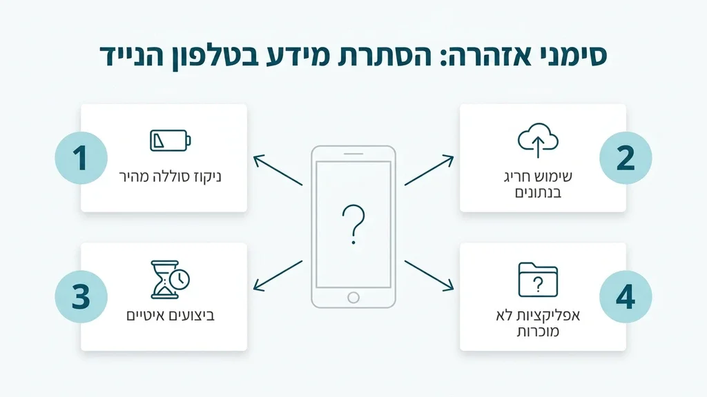 אדם מסתיר את מסך הטלפון הנייד שלו